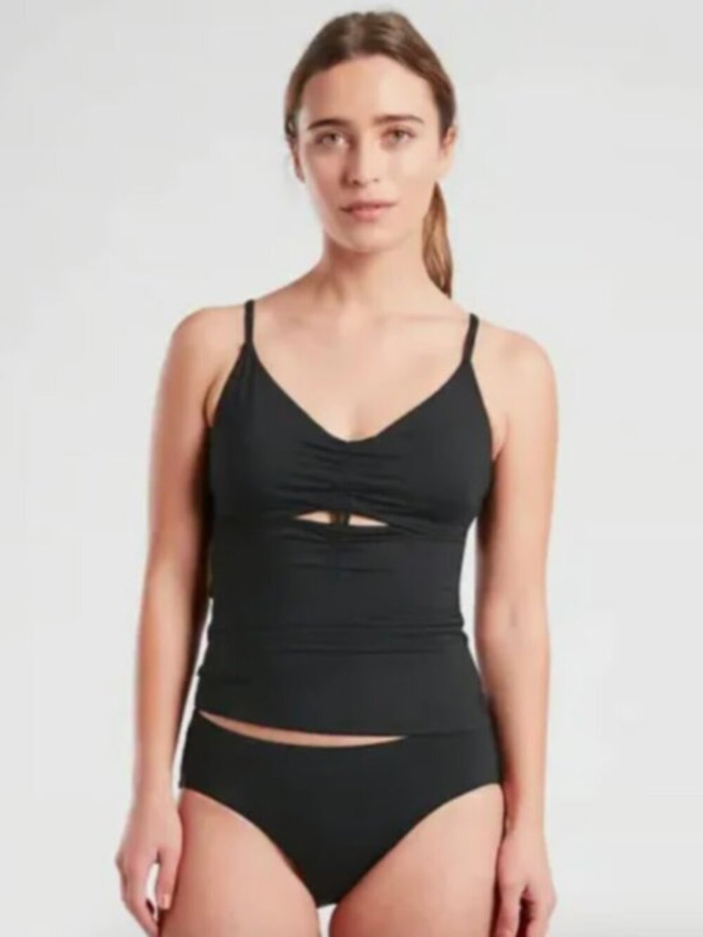 NWT Athleta Villa Bra Cup Tankini Top,‎ Size 34B/C Black Cutout Classic $84